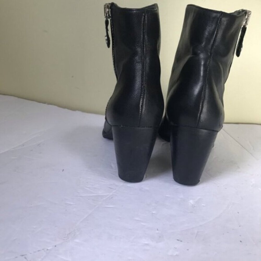 Stuart Weitzman Leather Ankle Booties Boot Side Zip Rubber Sole Stacked Heel 9.5 - Picture 6 of 15